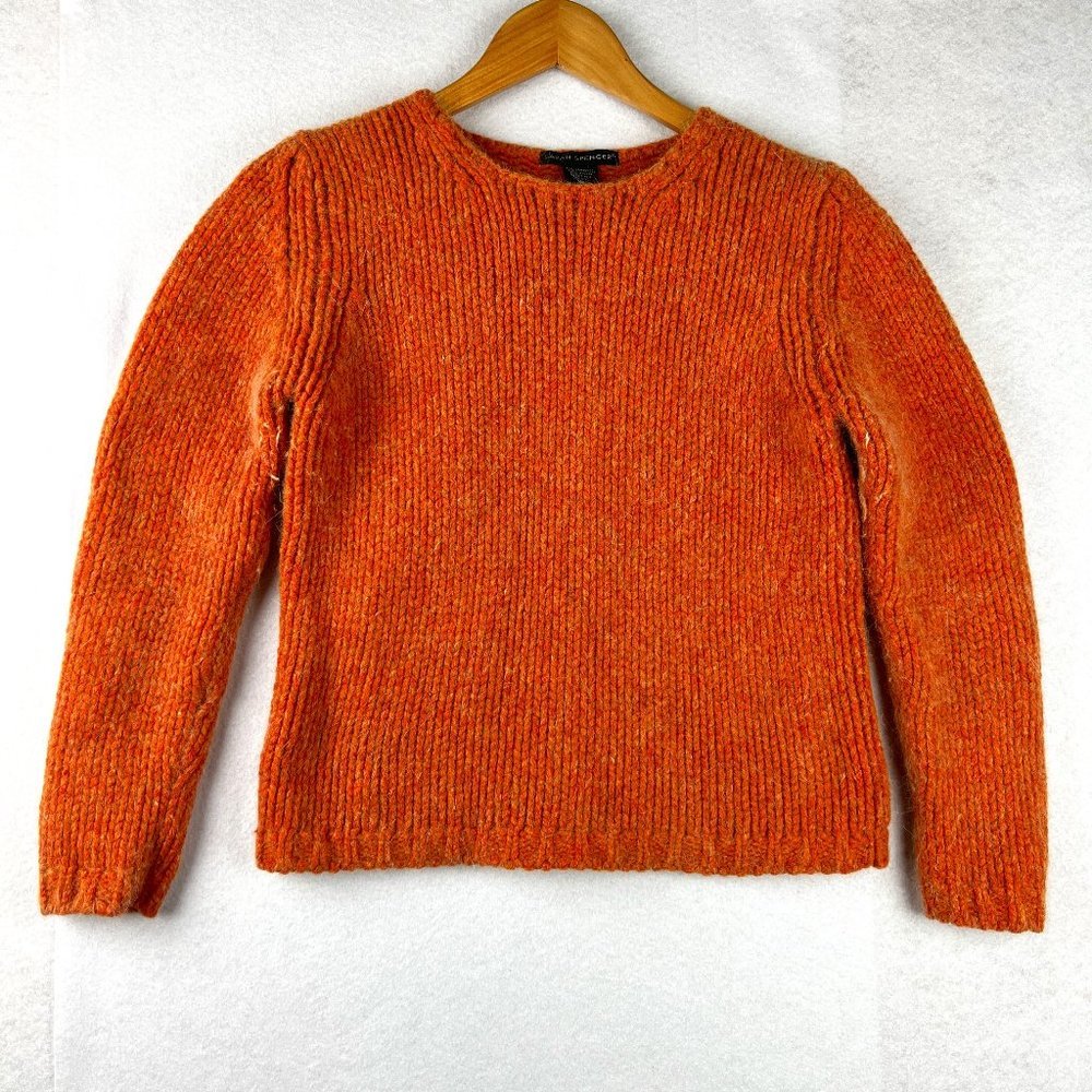 Sarah Spencer Burnt Orange Pullover Lambswool Angora Rabbit Hair Sweater Size M